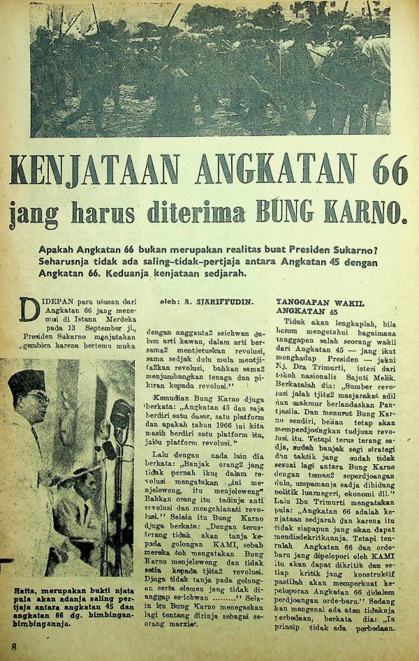 Kenyataan Angkatan 66 yang Harus Diterima Bung Karno