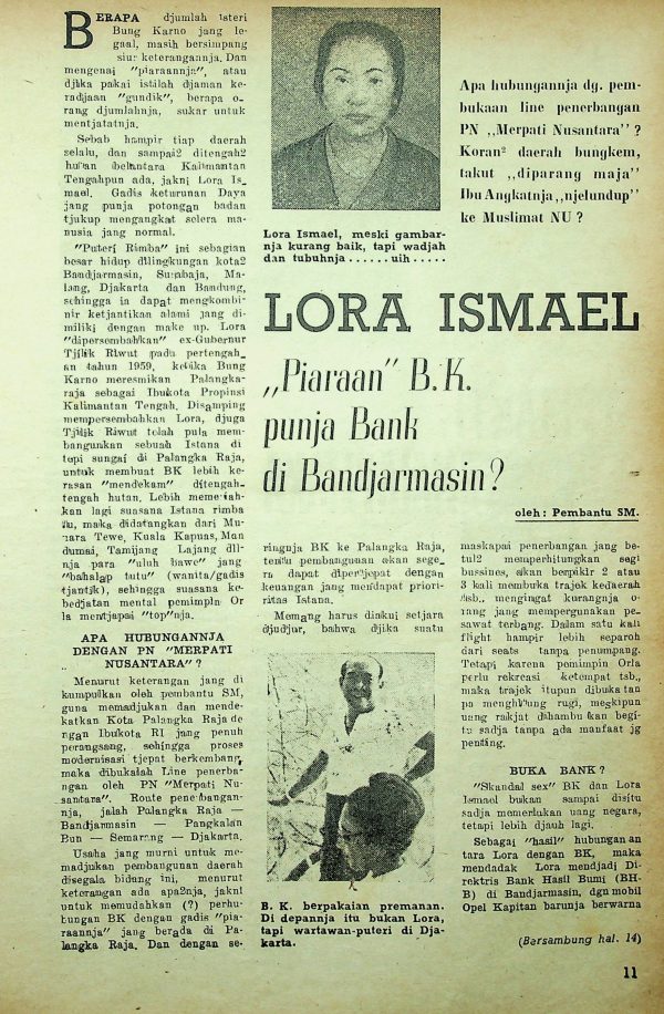 Lora Ismael "Piaraan" Bung Karno Punya Bank di Bandjarmasin?
