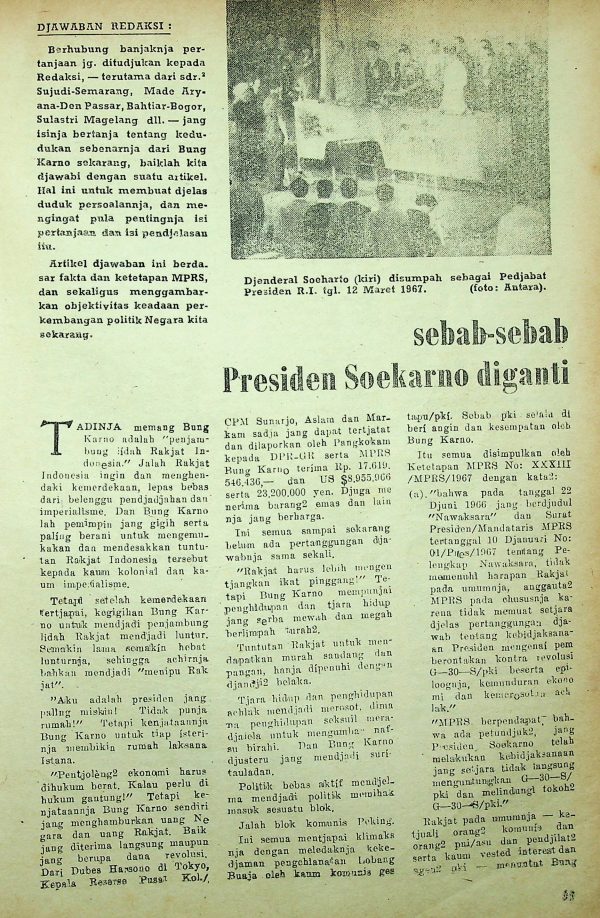 Sebab-sebab Presiden Soekarno Diganti