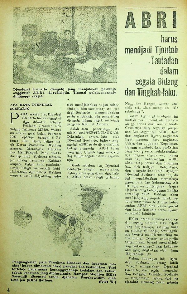 ABRI harus menjadi contoh Tauladan dalam Segala Bidang dan Tingkah-laku