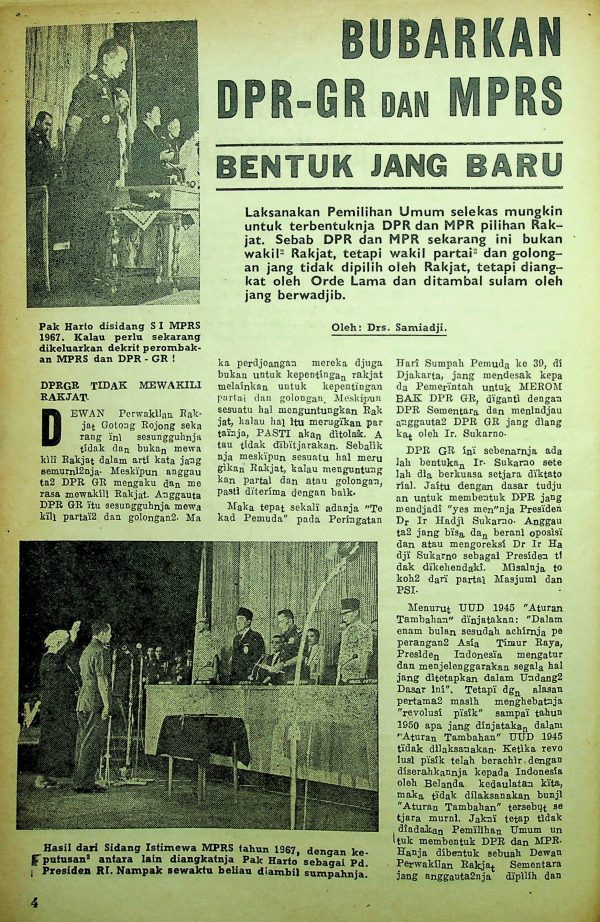 Bubarkan DPR - GR DAN MPRS Bentuk yang Baru