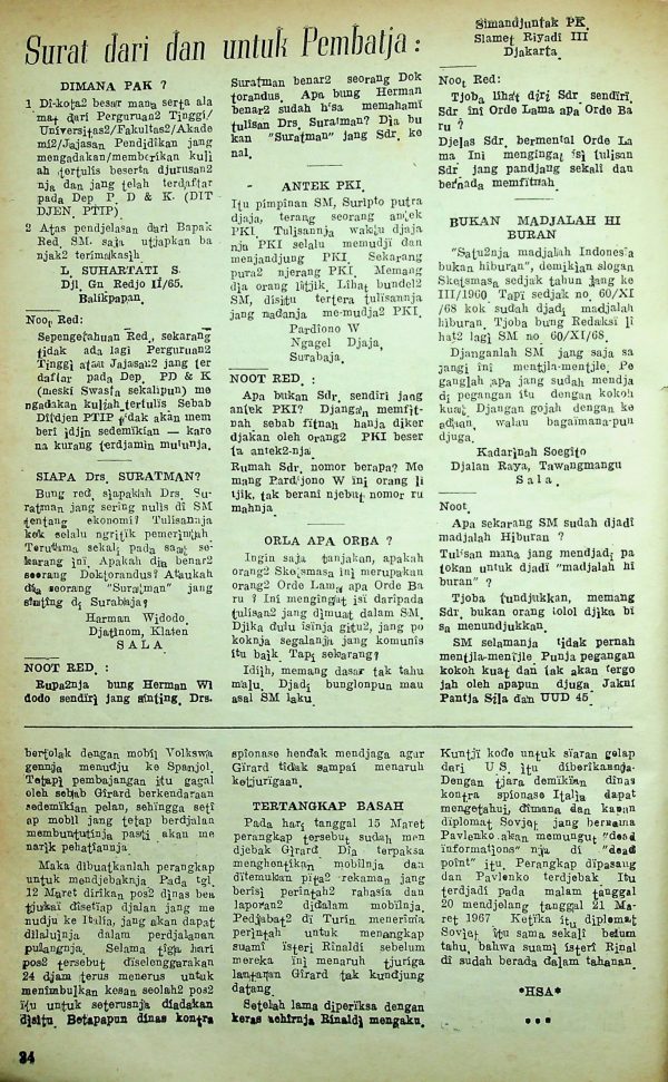 Surat dari dan untuk Pembaca - ORLA apa ORBA?