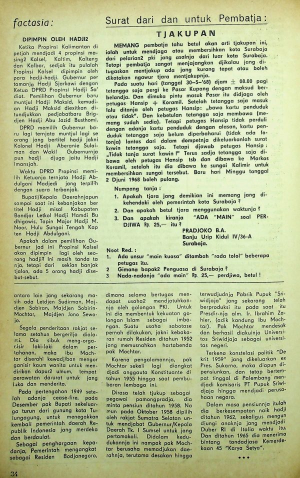 Surat dari dan untuk Pembaca - Tjakupan