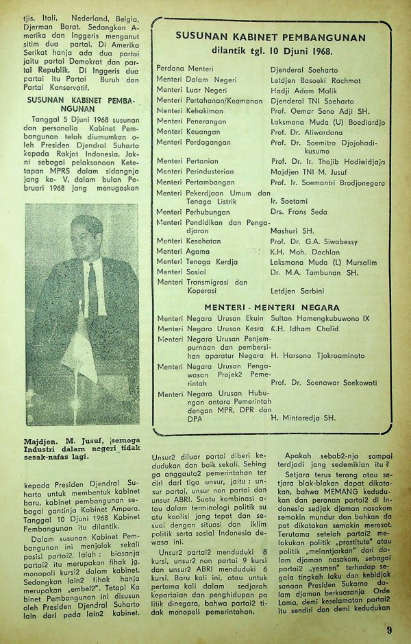 Susunan Kabinet Pembangunan
