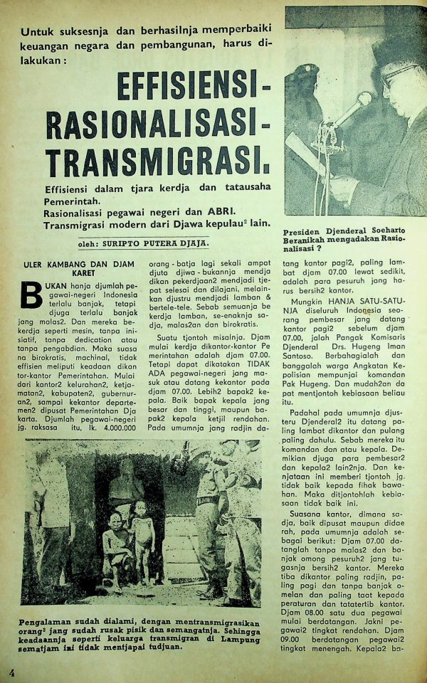 Effisiensi - Rasionalisasi - Transmigrasi