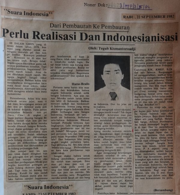 Dari Pembauran ke Pembauran: Perlu Realisasi dan Indonesianisasi (I)