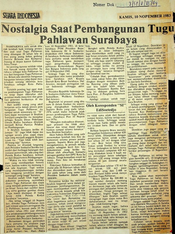 Nostalgia Saat Pembangunan Tugu Pahlawan Surabaya