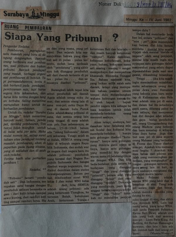 Siapa yang Pribumi?