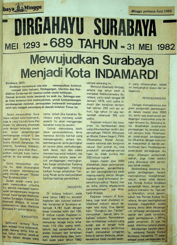 Dirgahayu Surabaya: Mewujudkan Surabaya menjadi Kota INDAMARDI