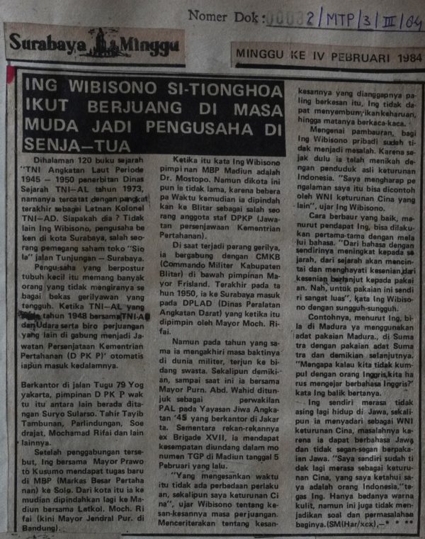 Ing Wibisono, Si Tionghoa Ikut Berjuang di Masa Muda Jadi Pengusaha di Senja Tua