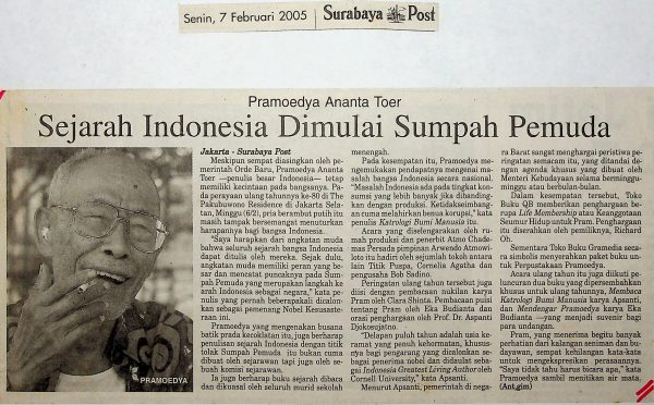 Pramoedya Ananta Toer: Sejarah Indonesia Dimulai Sumpah Pemuda